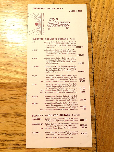 Gibson guitar price list sale