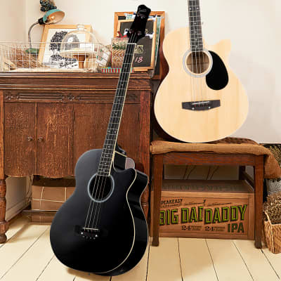Glarry GMB101 4 string Electric Acoustic Bass Guitar w/ 4-Band Equalizer EQ-7545R 2020s - Black image 7