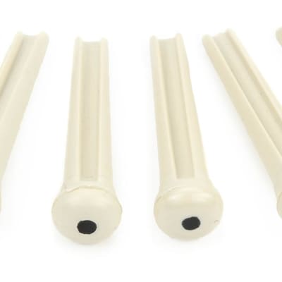 Graph Tech PP-1122-00 TUSQ Traditional Style Bridge Pin Set - White with 2mm Black Dot (set of 6)  Bundle with Graph Tech PQL-6060-00 TUSQ XL Epiphone-style Slotted Nut 1-3/4" Long x 1/4" Wide image 2