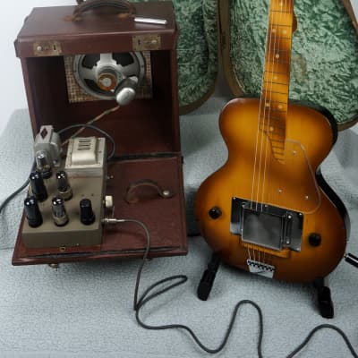 Vintage Lap Steel and Amplifier Set 1940s-50s Alan Stringed Instruments Natural image 1