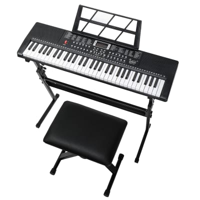 Glarry EP-110 61 Key Keyboard with Piano Stand, Piano Bench, Built In Speakers, Headphone, Microphone, Music Rest, LED Screen, 3 Teaching Modes for Beginners 2020s - Black image 15