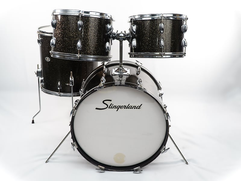 SLINGERLAND 2N NEW JOBBING OUTFIT 3 PIECE DRUM KIT, RED SPARKLE CIRCA  1955-59 (PRE-LOVED)