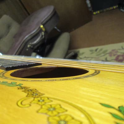 Unknown Parlor Acoustic Guitar 30s/40s art deco soso player w/intonation issues image 18