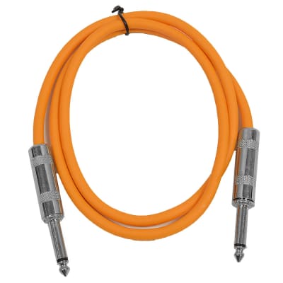 SEISMIC AUDIO - Orange 1/4" TS 3' Patch Cable - Effects - Guitar - Instrument image 1