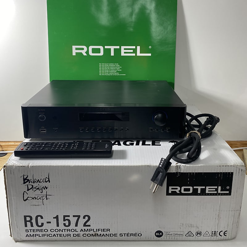 Rotel RC-1572 Stereo Control Amplifier Preamp Black Remote Power Original Packaging  			