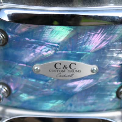 C&C Custom Drums abalone  5x14 snare drum  maple shell.  excellent condition. rare image 2