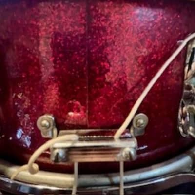 Slingerland No. 146 Hollywood Ace 5.5x14" 8-Lug Snare Drum with Rapid Strainer 1963 - 1976 - Red Sparkle image 12
