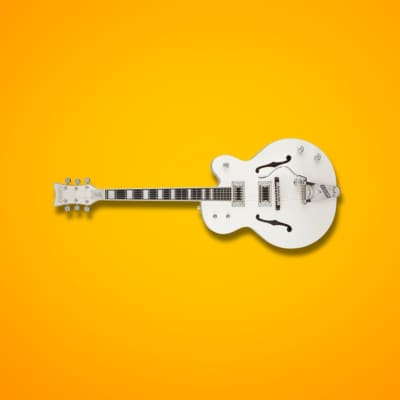 Gretsch G7593T Billy Duffy Signature Falcon 6-String Hollow Body Electric Guitar - Right-Handed (White Lacquer) Bundle with Gretsch Jim Dandy Parlor Acoustic Guitar (Frontier Satin) image 6