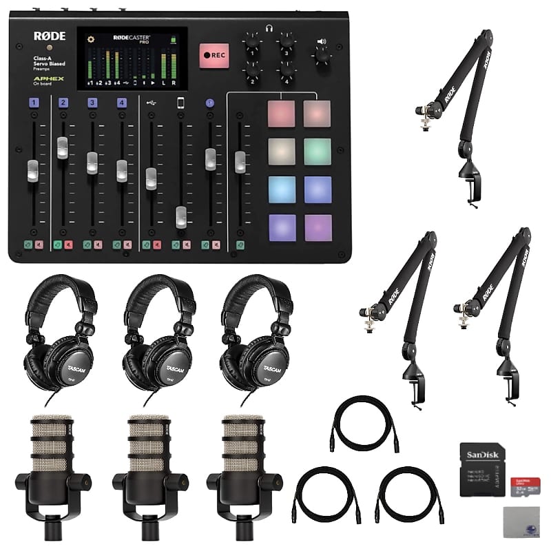 Rode RODECaster Pro II Integrated Audio Production Console with RODECover  II, 32GB microSD Card and StreamEye Polishing Cloth : Musical Instruments 