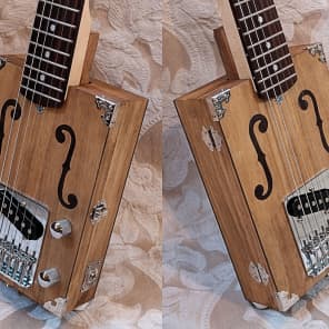 NEW Carl's Custom HandmadePro Quality 6 String Cigar Box Electric Guitar w/Opening Body image 2