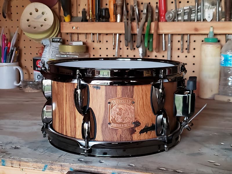 SnareBear 10x5.5 Reclaimed Oak Barnwood Stave Snare Drum image 1