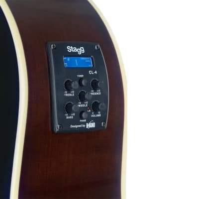 STAGG Cutaway acoustic-electric Slope Shoulder dreadnought guitar sunburst lefthanded model image 5