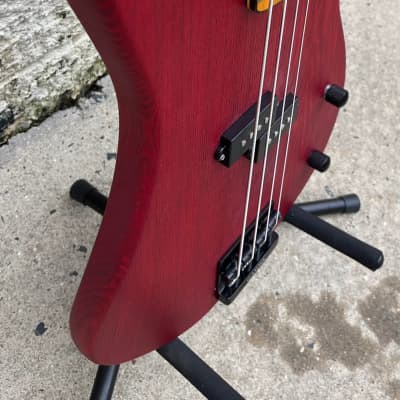 GAMMA Custom Bass Guitar P22-02, Alpha Model, Transparent Valencia Red Ash image 1