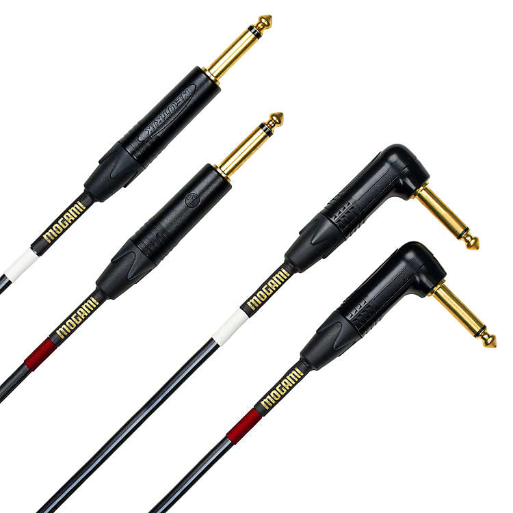 Mogami Gold Key S-10R Unbalanced Stereo Keyboard Instrument Cable, 1/4" TS Male Plugs, Gold Contacts, Dual Right Angle to Dual Straight Connectors, 10 Foot image 1
