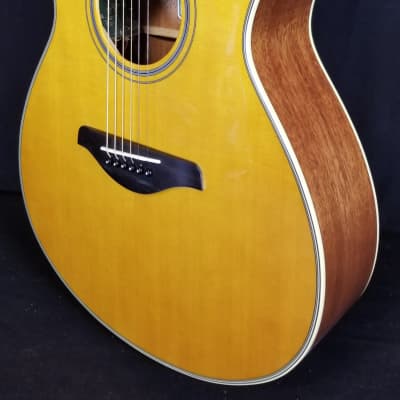 Yamaha FS-TA TransAcoustic Folk Size Concert Acoustic/Electric Guitar, Solid Spruce Top, Vintage Tint 2023 image 2
