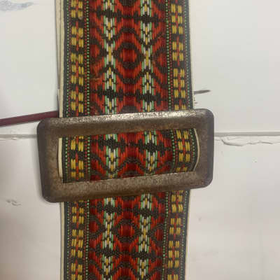 Ace 3 inch bass strap 70's red/brown woven image 3