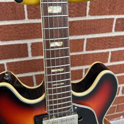 1970’s  Univox Coily  335 Copy Electric Guitar Sunburst image 6