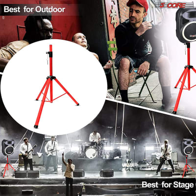 5 Core Speaker Stand Tripod 2 Pieces Heavy Duty PA DJ Speakers Pole Mount Stands Professional with Mounting Bracket Height Adjustable 40 to 72 Inch Red  SS HD 2 PK RED image 14