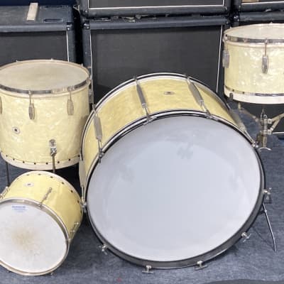 Ludwig & Ludwig Quiet Riot - Frankie Banali's "Professional" Model, Tack Tom Drum Set 13",13",16",26" (#27) AUTHENTICATED 1940s - White Avalon Pearl image 1