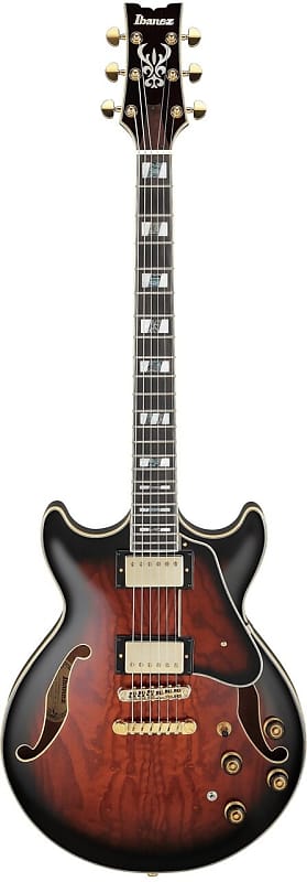 Ibanez AM153QA Hollowbody Electric Guitar Dark Brown Sunburst w/ Case image 1