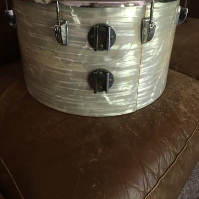 Ludwig  Marching Percussion Timp-Tom Trio #570 with #525 Carrier Early 1970’s - White Marine Pearl WMP image 11