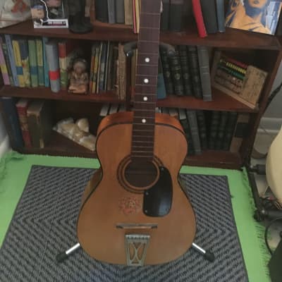 1960’s Silvertone parlor acoustic guitar  Parlor Natural and painted wood image 1