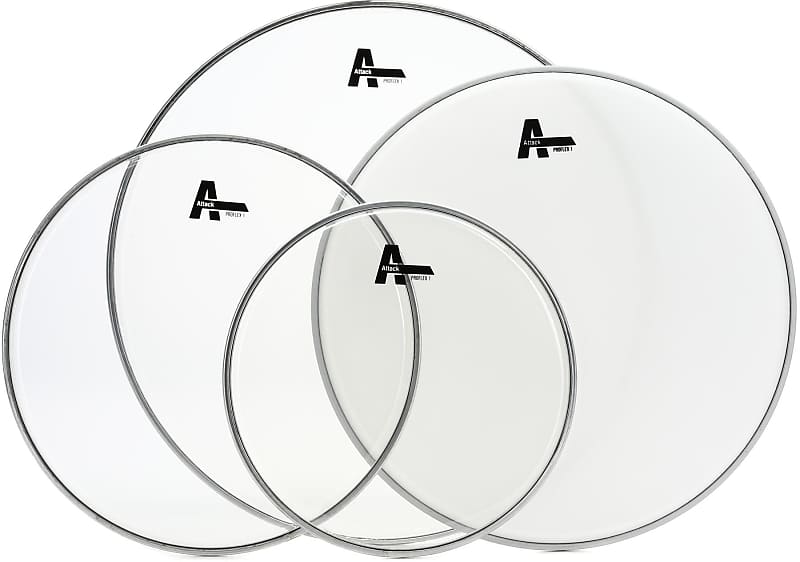 Attack Proflex 1 Clear Rock 4-piece Drumhead Pack (3-pack) Bundle image 1