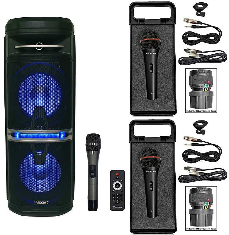 Rockville Go Party X10 Dual 10" Rechargeable Karaoke Machine Reverb