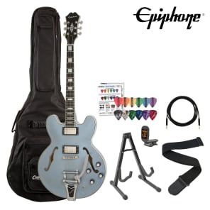 Epiphone ESS355 Pelham Blue Semi Hollow Electric Guitar w Gig Bag, Stand, Tuner and More image 2
