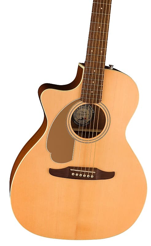 Fender Newporter Player Acoustic Guitar. Left-Handed, Walnut Fingerboard,  Gold Pickguard, Natural