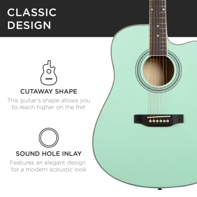 Best Choice Products Full Size Beginner Acoustic Guitar Set with Case, Strap, Capo - 41in-Dark Brown image 20