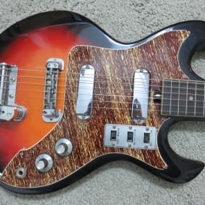 Vintage 1960s Tele-Star Teisco Solid Body Sunburst Offset Guitar Early Ibanez Claw Cutaway Design image 2