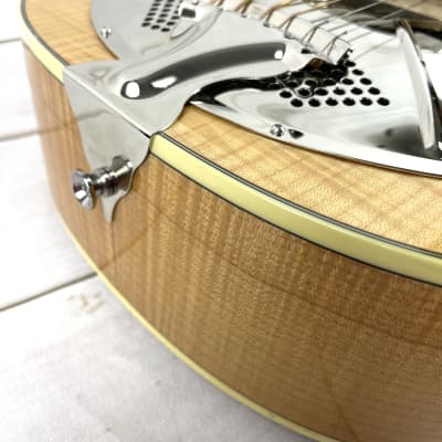 Royall Guitars Parlorator All Flame Maple Soft Slope Cutaway Resonator Natural Gloss Finish image 11