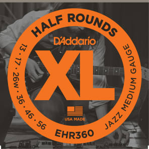 D'Addario EHR360 Half Round Jazz Medium Electric Guitar Strings, 13-56