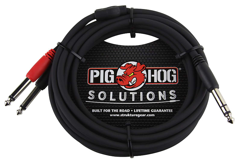 Pig Hog Solutions 10' TRS(M) - Dual 1/4" Insert Cable PYIC10 image 1
