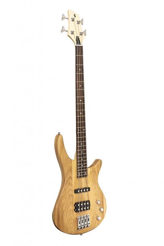 Stagg Model SBF-40 NAT Satin Natural Finish Ash Body Fusion Elec. Bass Guitar image 1