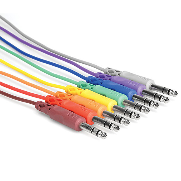 Hosa CSS830 CSS-830 8 Pack 1/4" TRS Patch Cables Color Coordinated- 1' image 1