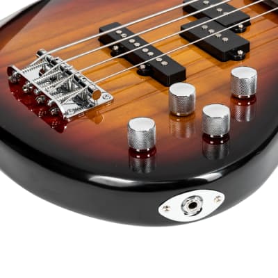 Glarry GIB Bass Guitar Full Size 4 String SS pickups w/ 20W Amplifier Sunset image 6