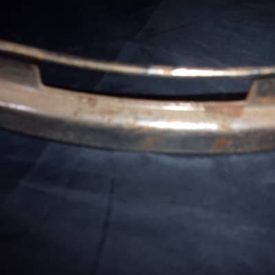 One Rare Drum 13" Very Rusty Chrome 6 Lug Hole Rims Hoops Bottom Snare Side image 2