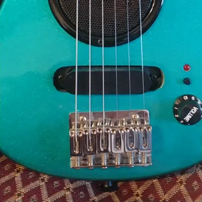 Burswood Mini 1/2 Scale Electric Travel Guitar Blue Sparkle w/ Speaker image 1