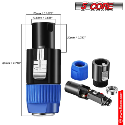 5 Core 2 Pieces Speakon To 1/4 Adapter Connector, Upgraded 1/4 Female To Male Connector Speaker SPKN ADP 2PCS image 3