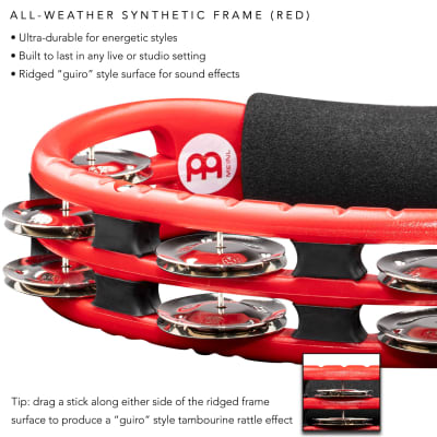 Meinl Percussion TMT1R ABS Plastic Handheld Tambourine, Red image 4