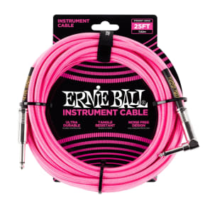Ernie Ball P06065 1/4" TS Straight to Right-Angle Braided Instrument Cable - 25'