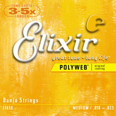 Elixir 11650 Polyweb Nickel Plated Steel Banjo Strings - Medium (10-23) image 1