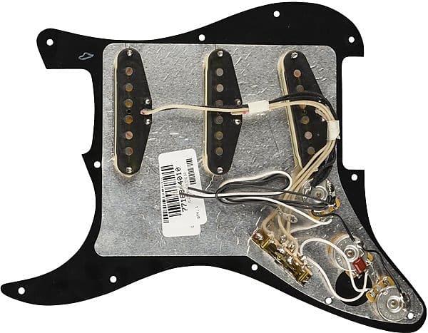 Fender Pre-Wired Strat Pickguard, Original '57/'62 SSS, Black 11 Hole PG image 1