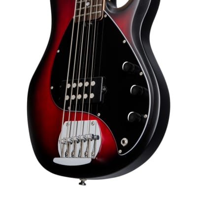 Sterling by Music Man StingRay 5str Ruby Red Burst Satin Bass Guitar for sale