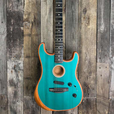 Limited Edition American Acoustasonic Stratocaster Aqua Teal Fender image 1