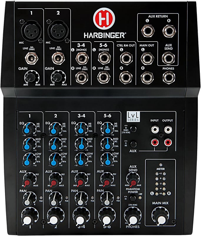 Harbinger L802 8-Channel Mixer With 2 XLR Mic Preamps
