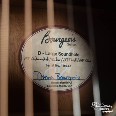 Bourgeois Custom Build Large Soundhole Dreadnought Aged Tone Adirondack/Sinker Mahogany Dana Bourgeois Signature Acoustic Guitar #0432 image 4