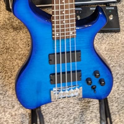 Harley Benton 5-String Marquess Bass | Flame Maple Top | Custom Wiring with 2x Push-Pull Pots | 35"-Scale 24-Fret 5-pc Maple/Walnut Neck image 2